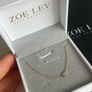 Zoe Lev Jewelry - 14k Yellow Gold Personalized Asymmetric “J” Initial Necklace